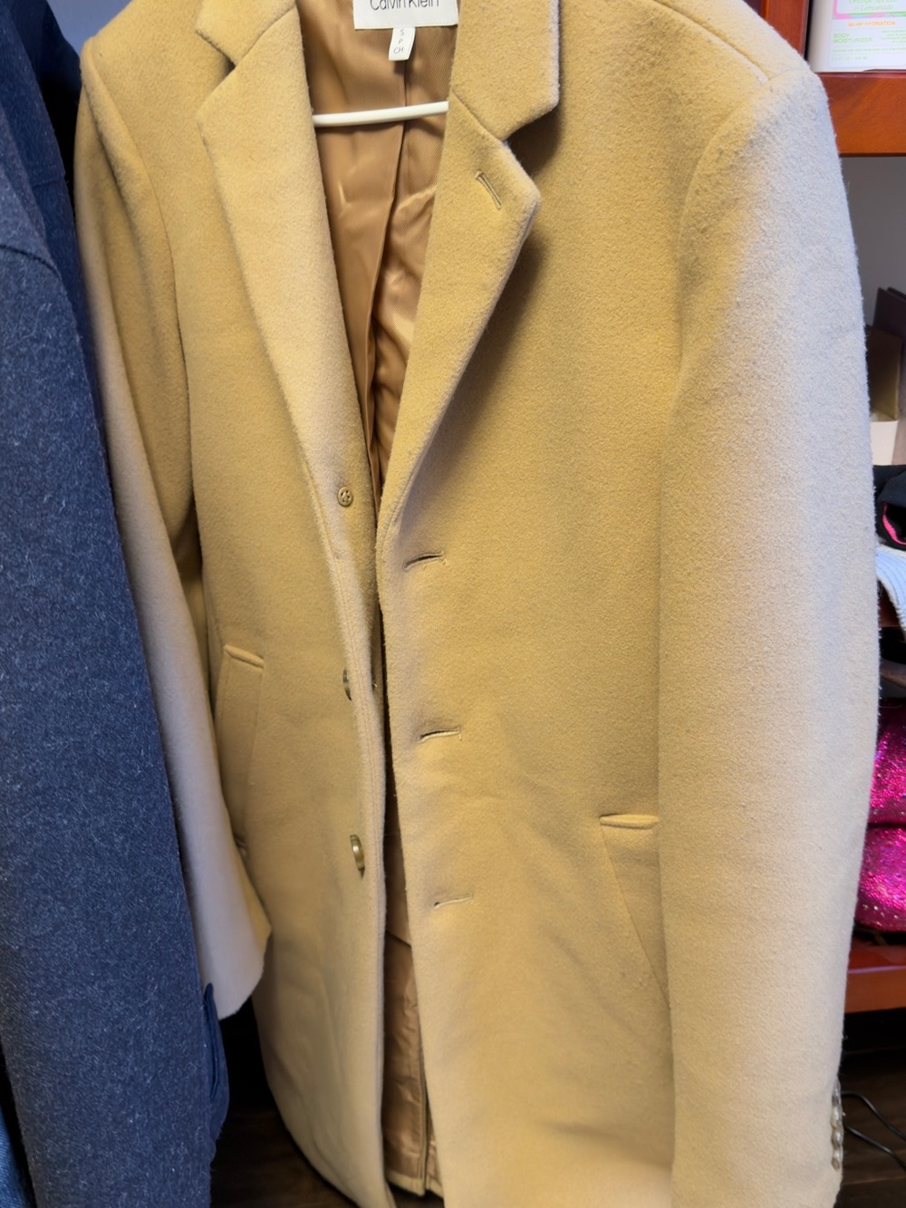 Calvin Klein Camel Tan Pea Coat Men’s Small NWT